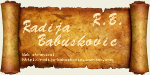 Radija Babušković vizit kartica